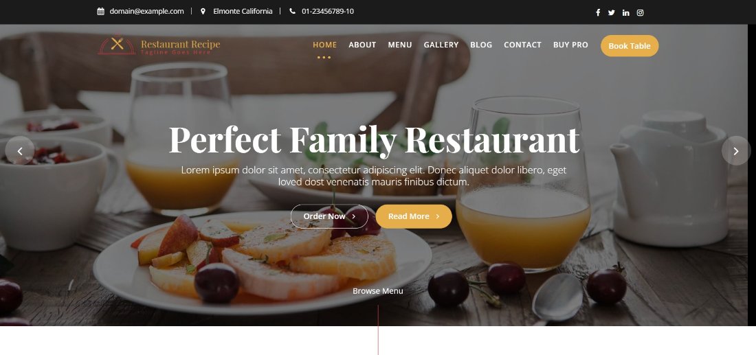 Restaurant Recipe theme demo template