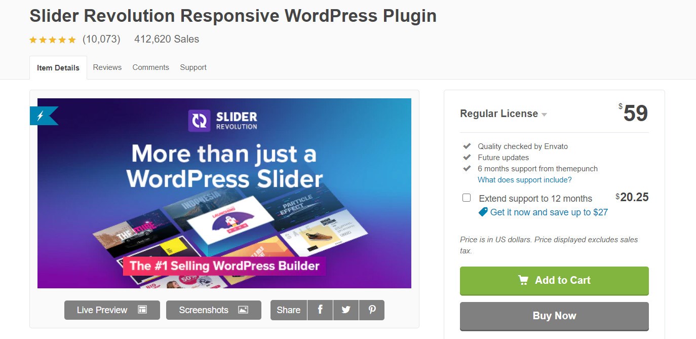 Slider revolution WordPress plugin