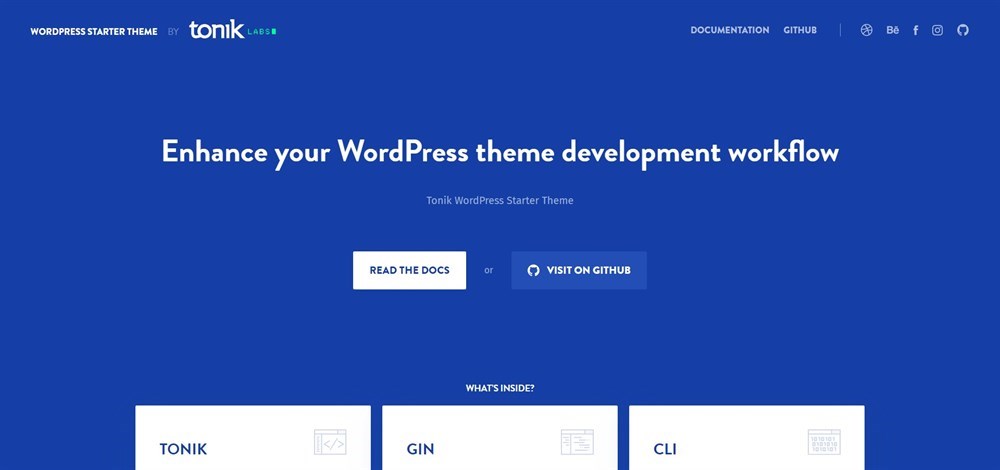 Tonik WordPress Starter Theme homepage