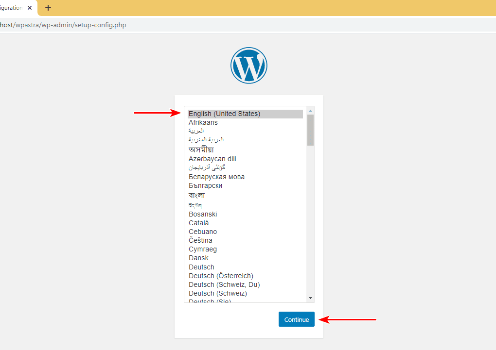 Configurarea limbii WordPress folosind XAMPP