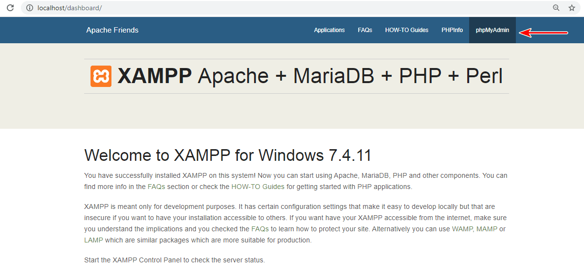 XAMPP WordPress adatbázis beállítása 1