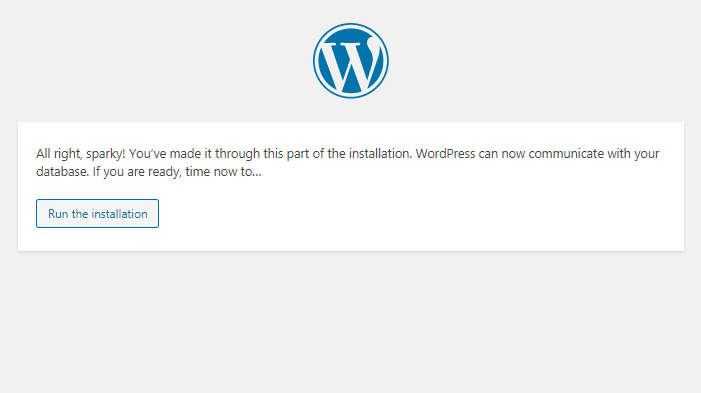 XAMPP WordPress run installation