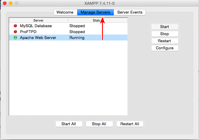 xampp manage servers on Mac