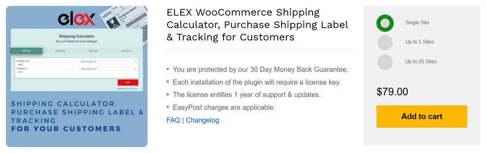 ELEX WooCommerce 运费计算器插件