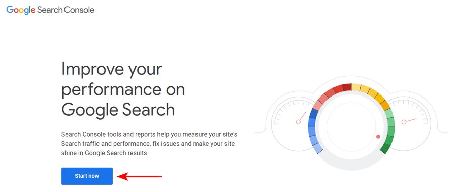 Google Search console homepage