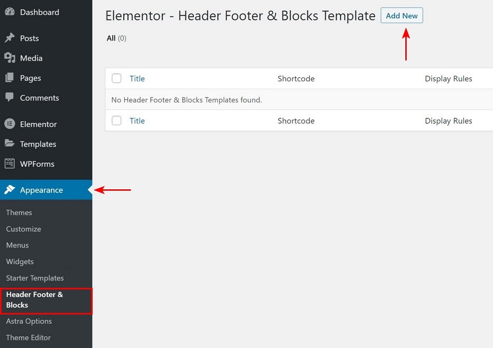 Pie de página de encabezado y Bloques para diseñar encabezado