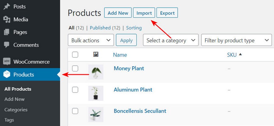 Import WooCommerce products