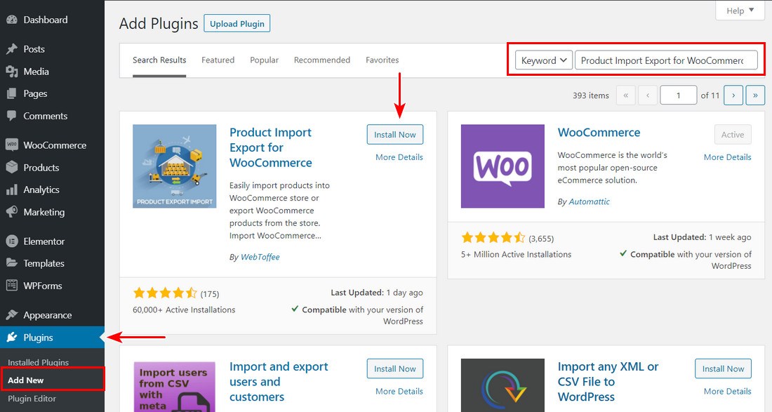 Install Product Import Export for WooCommerce plugin