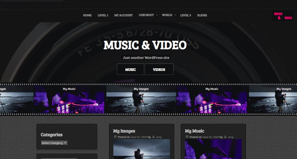 Music and video WordPress theme