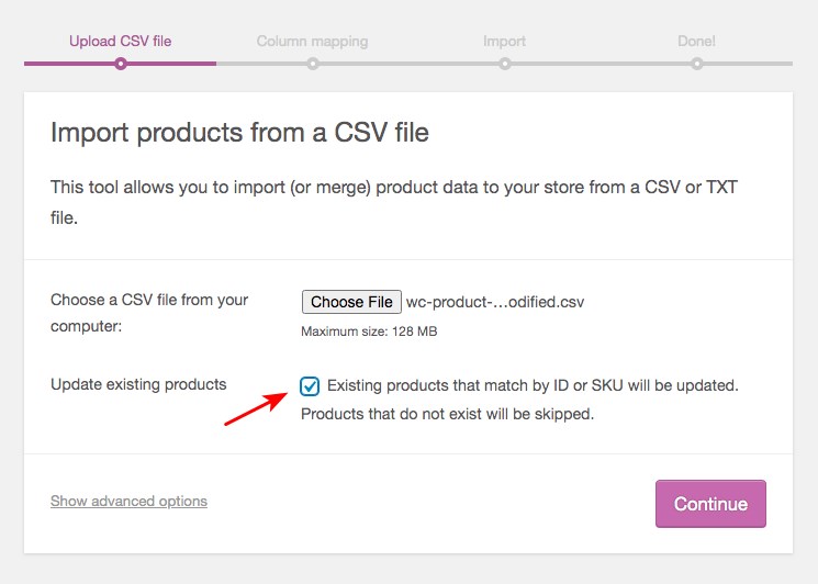 WooCommerce update existing product using importing 2