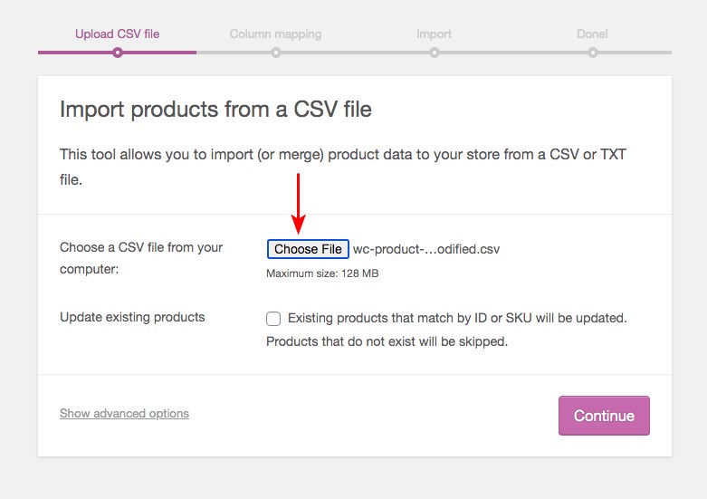 WooCommerce update existing product using importing
