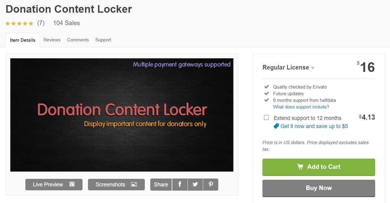 Donation content locker WordPress plugin