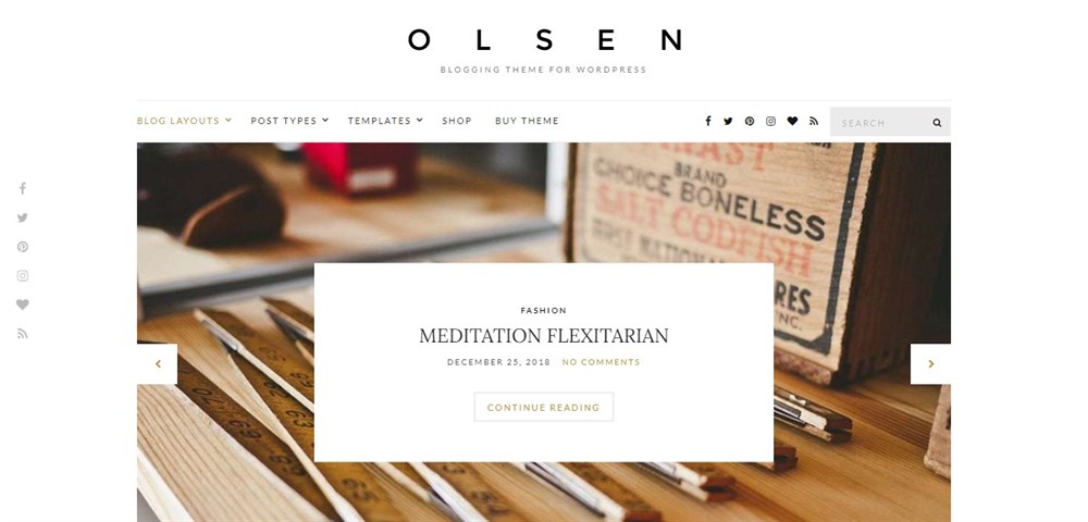 Olsen blogging theme for WordPress