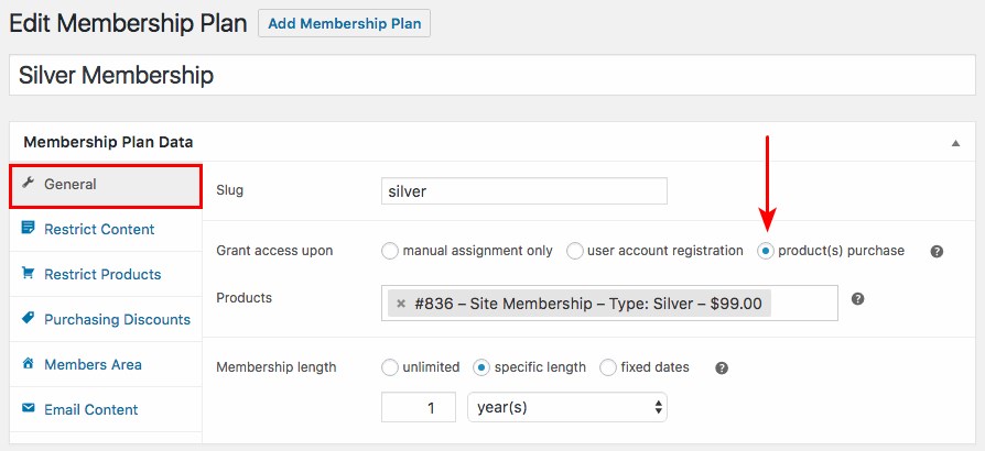 WooCommerce edit membership plan