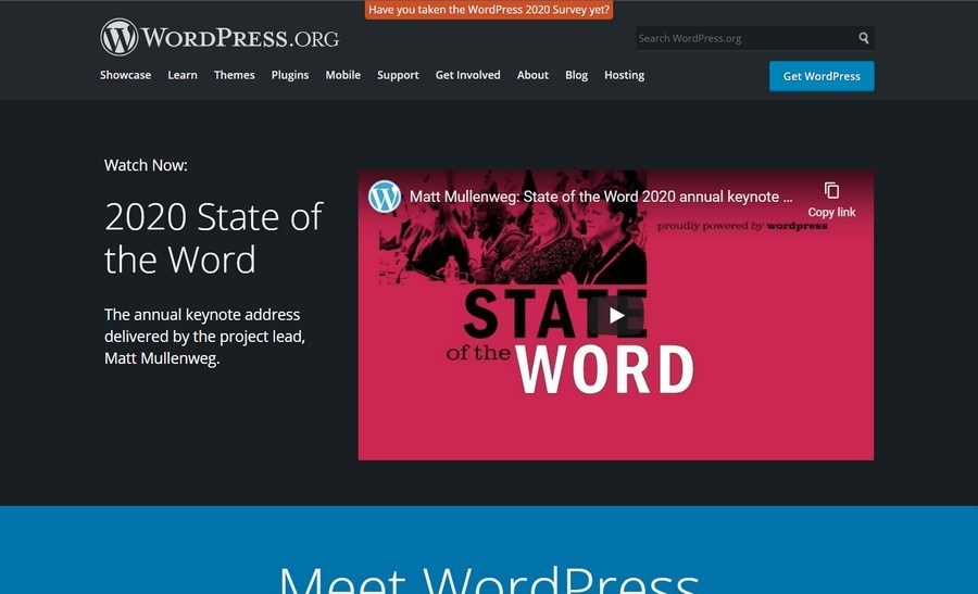 WordPress org homepage