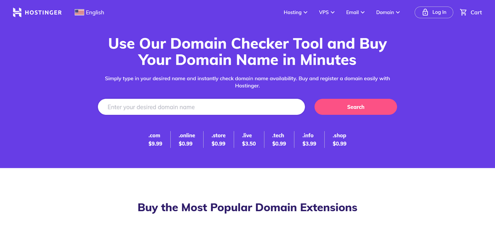 hostinger domain pricing