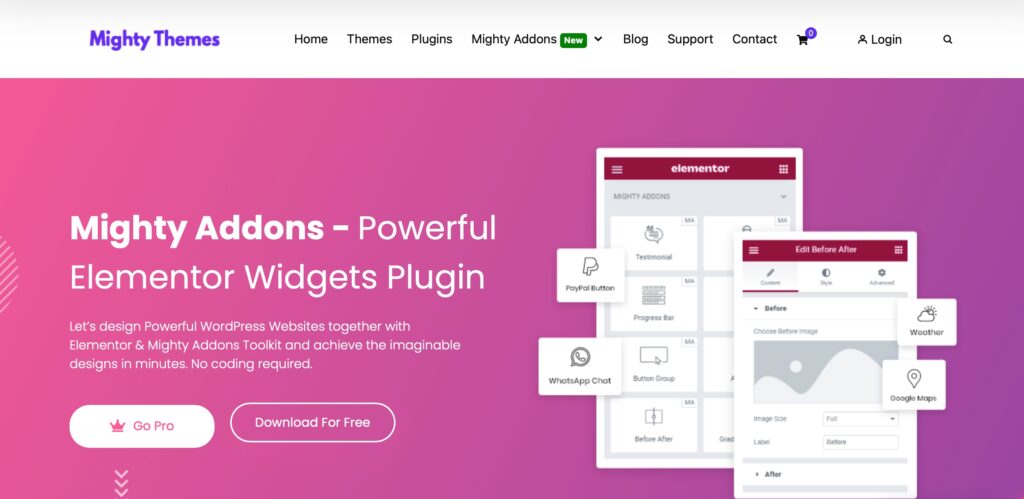 Mighty addons homepage screenshot