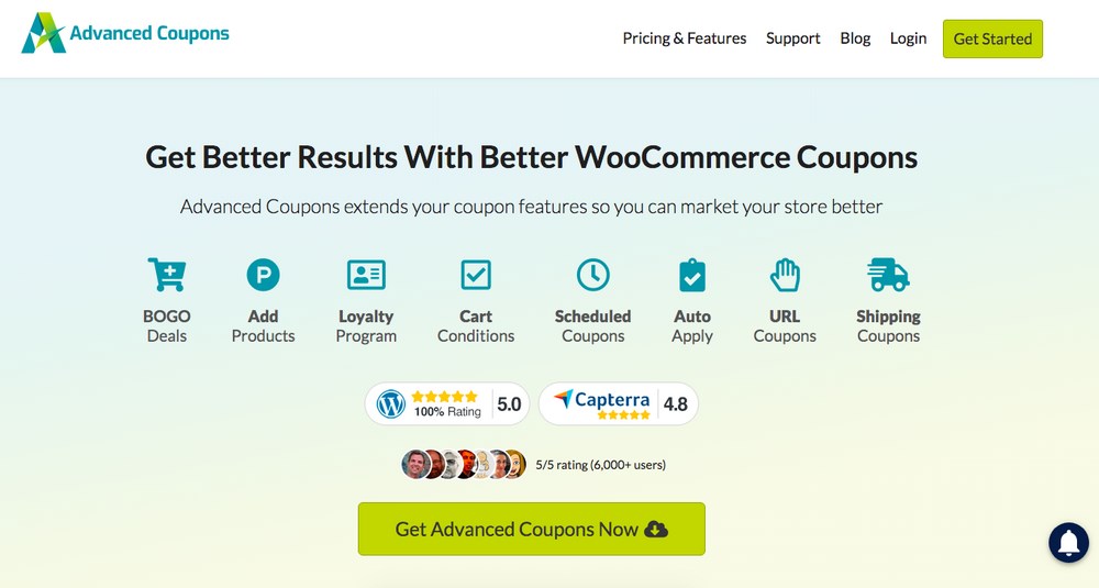 Advanced coupons homepage