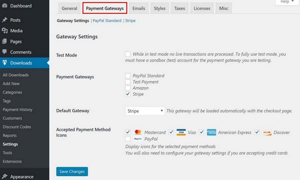 Easy Digital Downloads payment gateways