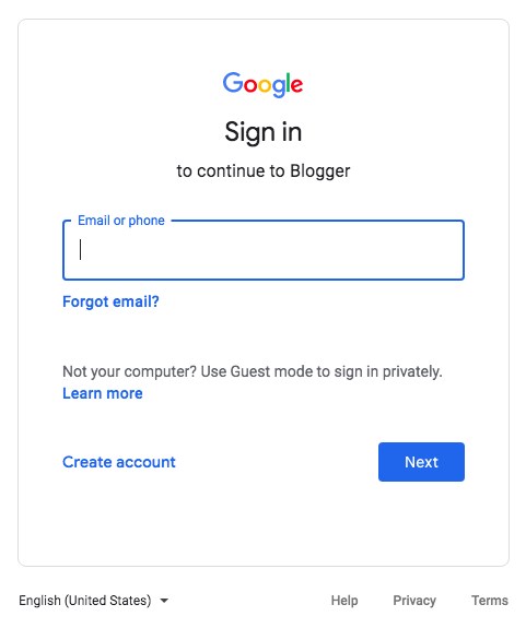 Gmail sign in screen