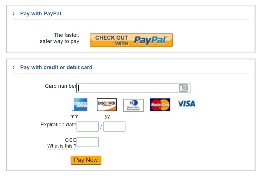 Opción de pago de PayPal