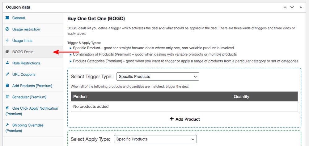 WooCommerce bogo deals