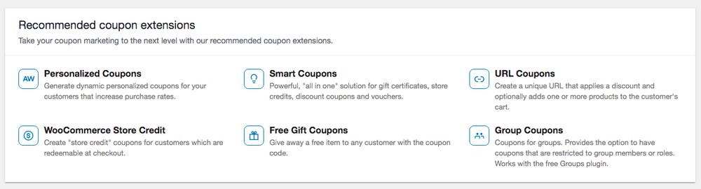 WooCommerce recommended coupon extensions