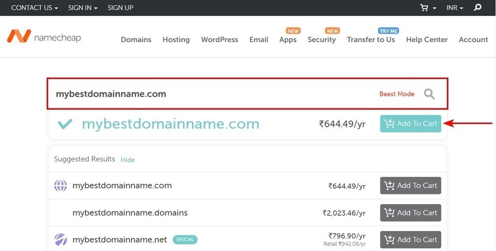 buy domain name using Namecheap