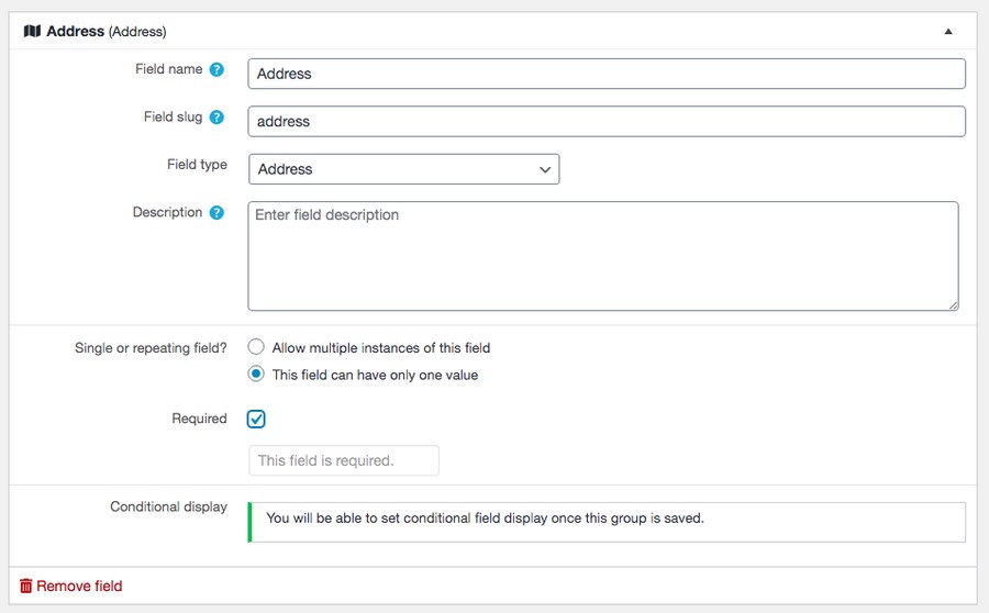 Address custom field details