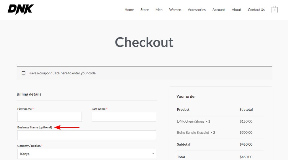 Change label of checkout page field