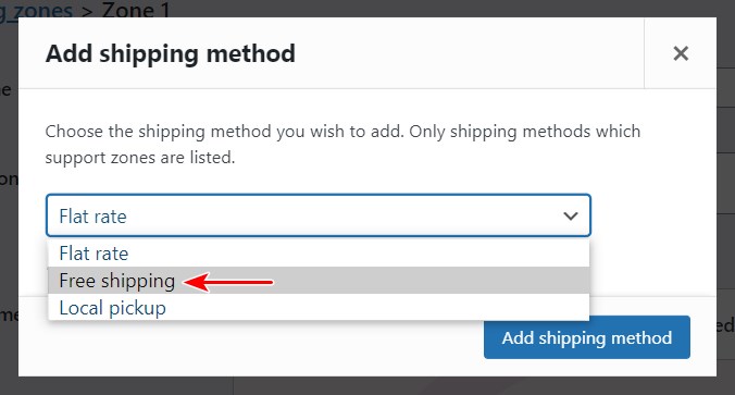 Choose free shipping method