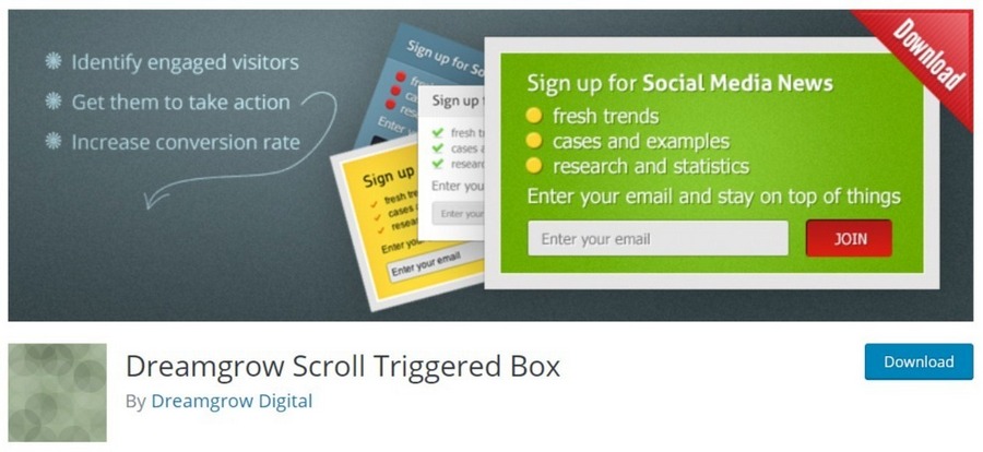 Dreamgrow Scroll Triggered Box WordPress plugin