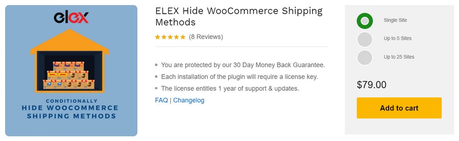 Elex hide WooCommerce shipping methods WordPress plugin