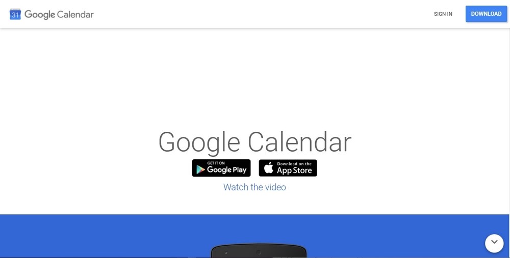 Google calendar homepage