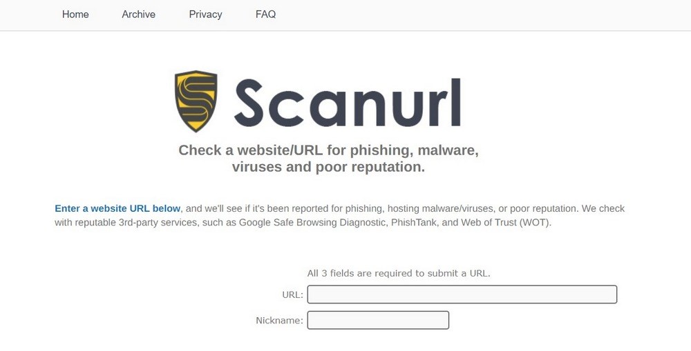 ScanURL 恶意软件扫描程序