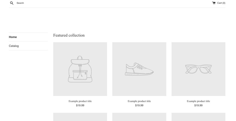 Shopify store after adding simple theme