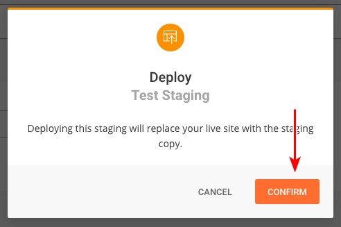 Staging site deploy message