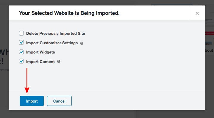 Starter template import setting