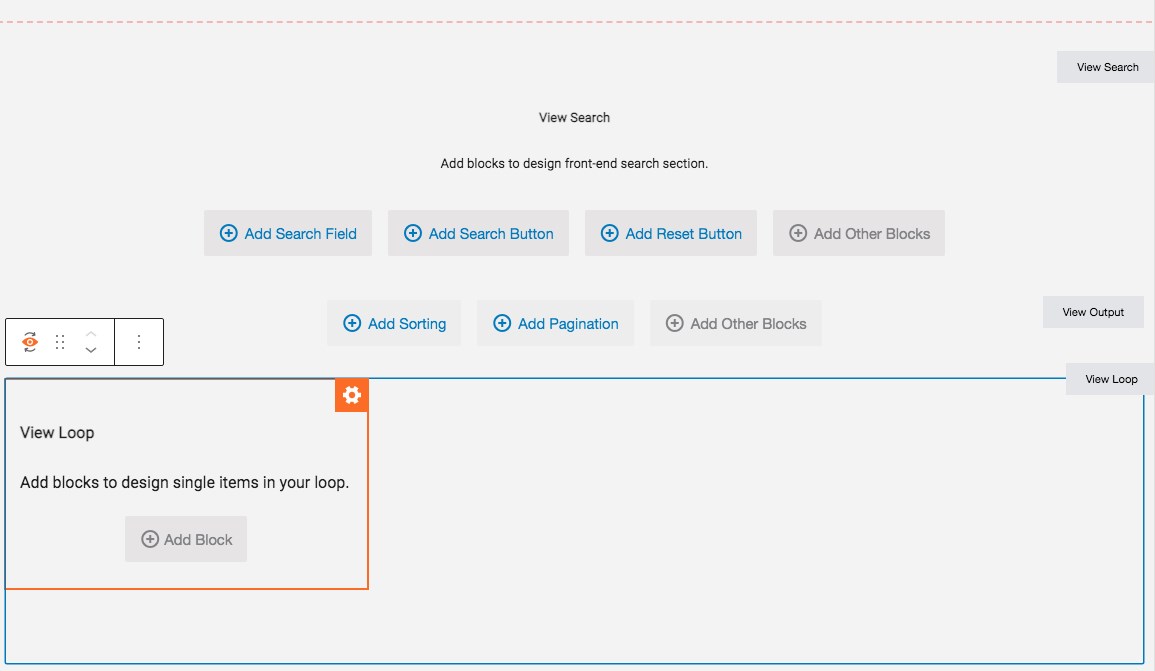 Toolset view search and view loop