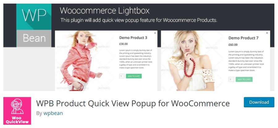 WPB product quick view popup for WooCommerce plugin