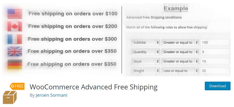 WooCommerce advanced free shipping plugin