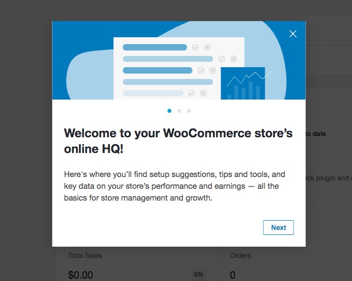 WooCommerce welcome message