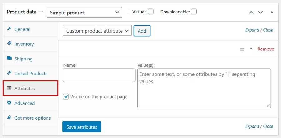product data attributes