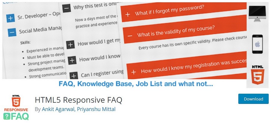 HTML5 Responsive FAQ WordPress plugin
