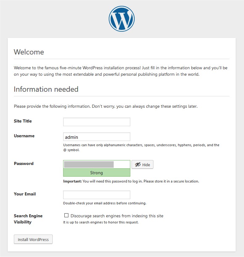 Run WordPress installation