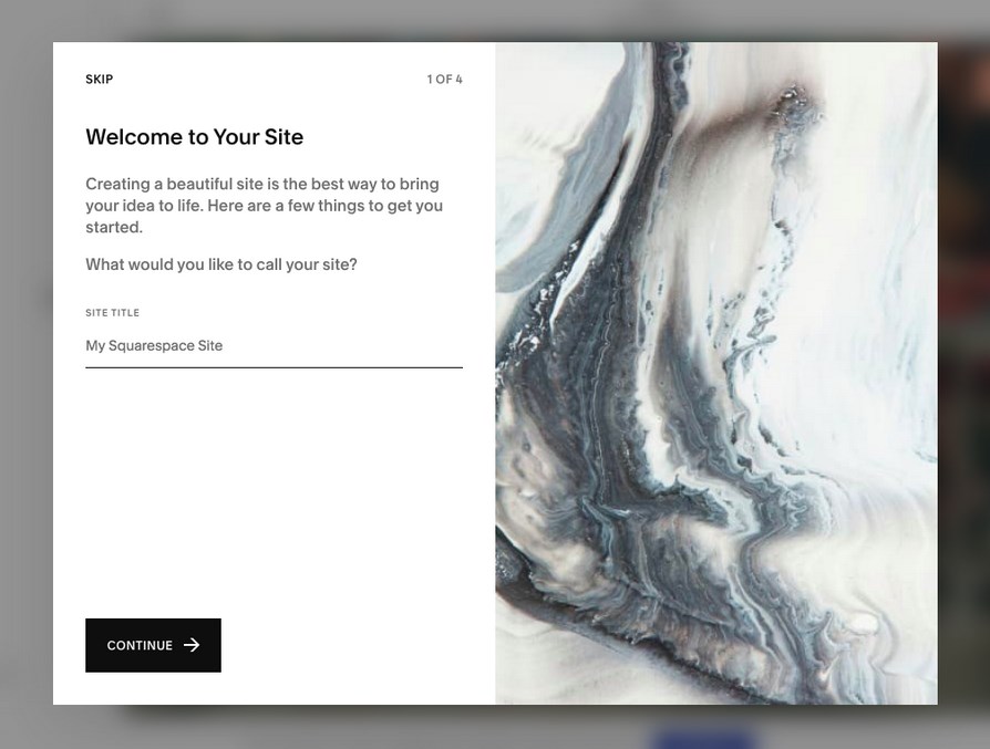 Squarespace welcome message