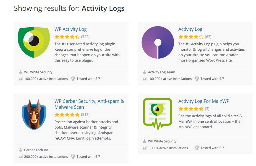 WordPress Activity Logs plugins