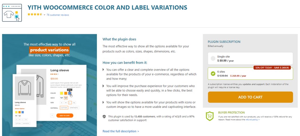 YITH WooCommerce color and label variations plugin