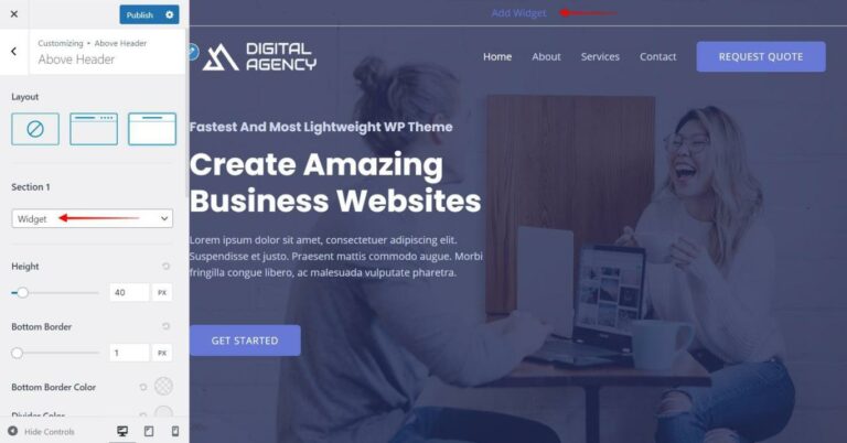 How to Set up an Above Header Using Astra?