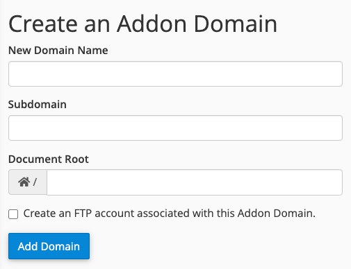 addon domain setup